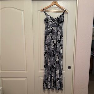 Floral Black and White Maxi Dress